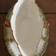 Vintage green Limoges porcelain gravy boat with gilt trim