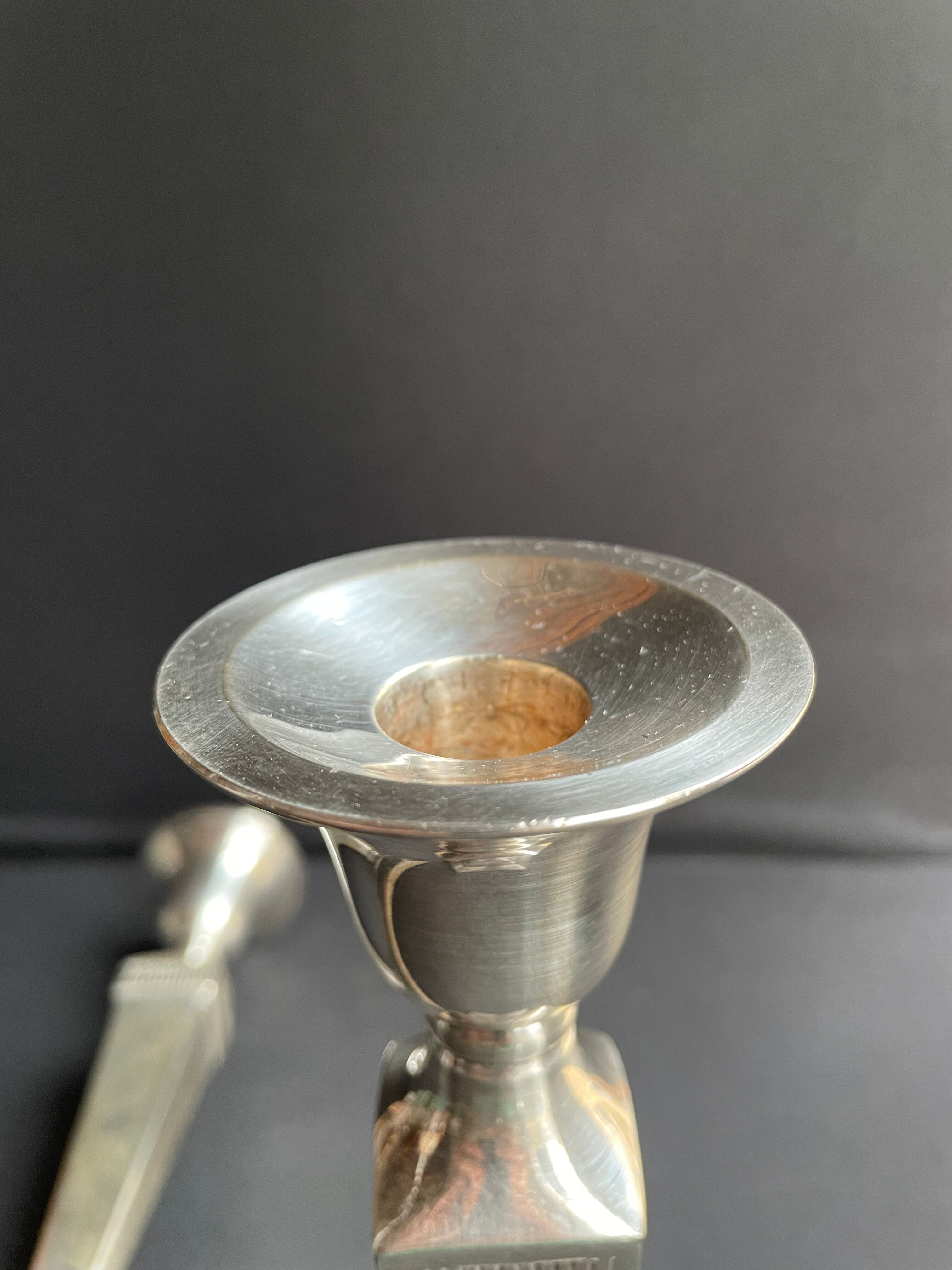 Candle holders (2) - Modern mid-century - Silver metal - Square base