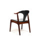 Danish Cow Horn Chair in Teak and Leather by H.P. Hansen
