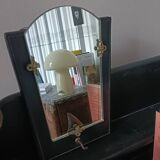 Art Deco leather and bronze mirror