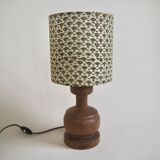 Wooden lamp with fabric shade