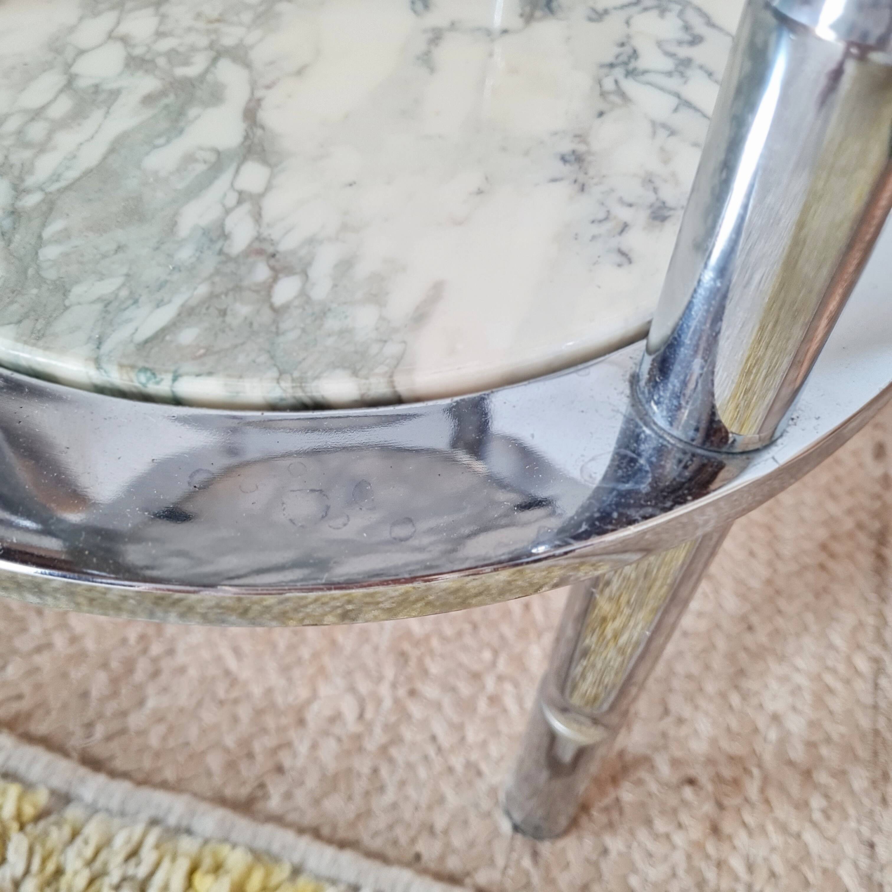 Table d'appoint en marbre et chrome, Italie années 70