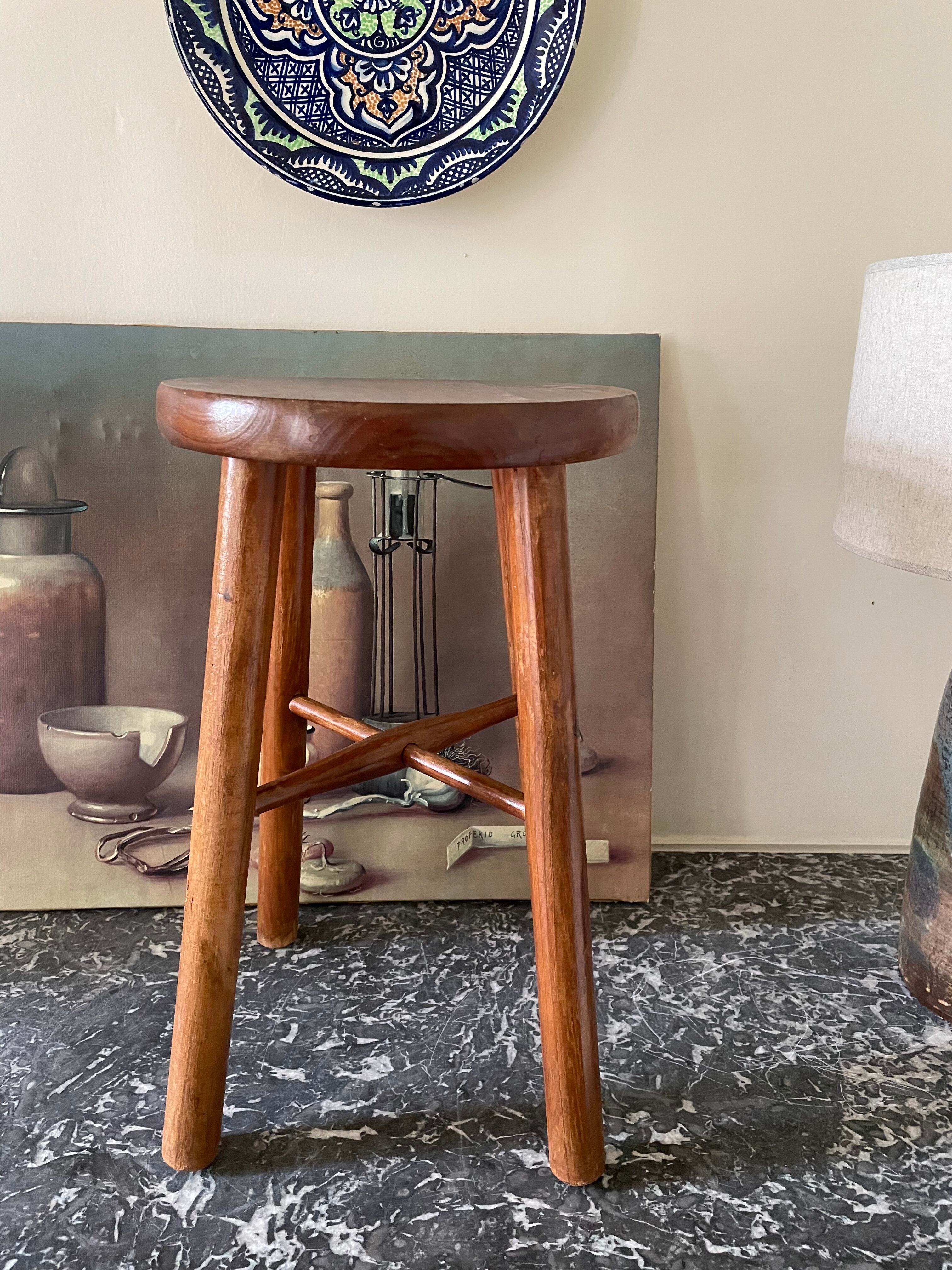 Varnished wooden stool
