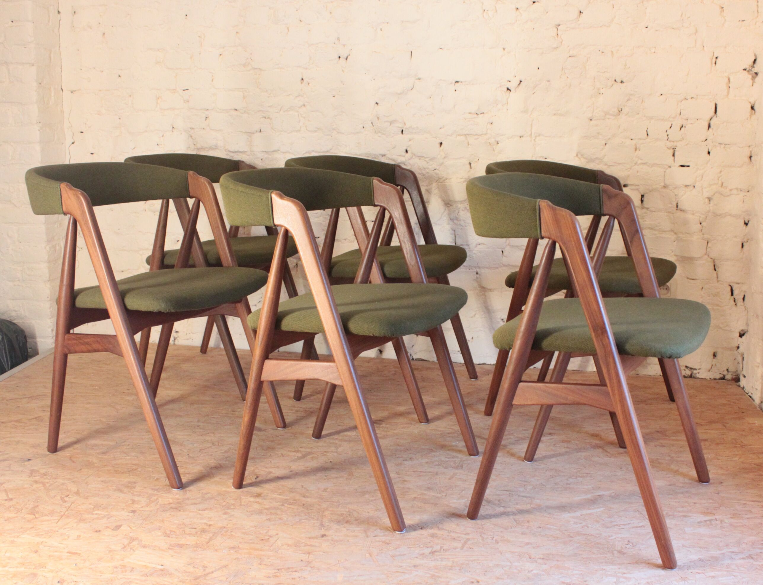 6 vintage Scandinavian chairs by Th. Harlev for Farstrup Mobler, Denmark 1950