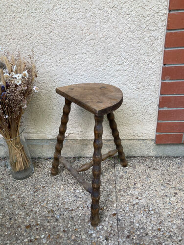 Vintage half-moon tripod stool