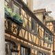 Watercolor vintage village view