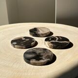 Set of 4 fossilized wooden coasters