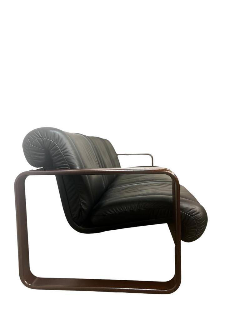 Vintage black leather sofa / Martin Stoll sofa