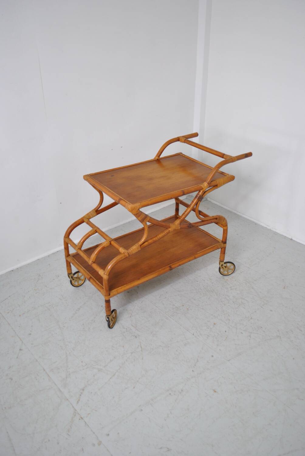 Rattan serving trolley 1970
