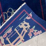 Ancient chinese carpet art deco handmade 64cm x 120cm 1920s