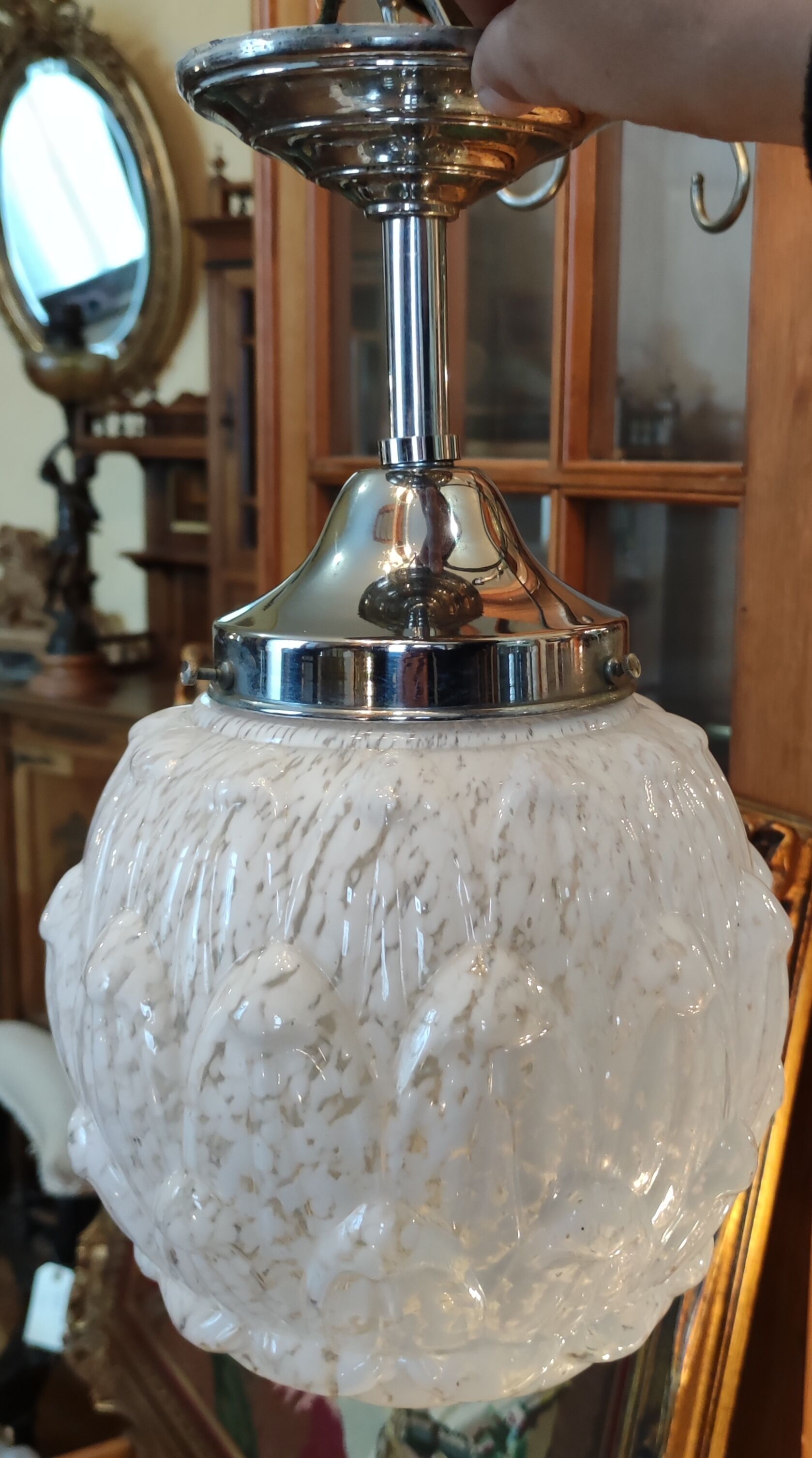 Old suspension globe glass of clichy