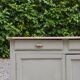 Renovated old Parisian buffet – Clay Green Envie & wooden top – 99 cm