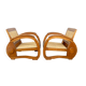 Pair of Teak Armchairs with Woven Rattan Seats, Colonial Art Deco, 1925