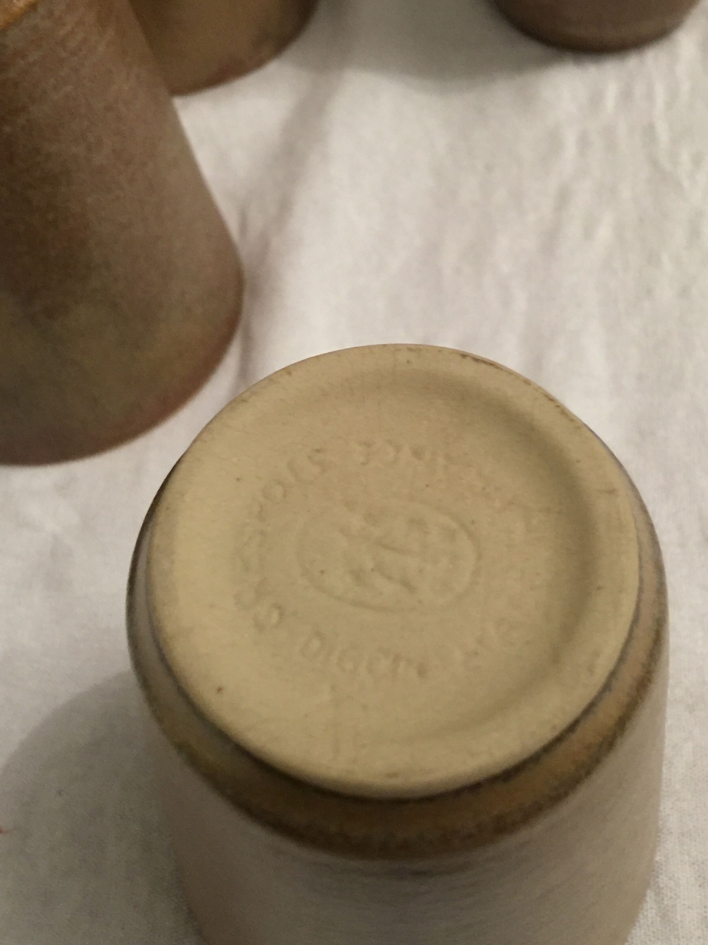 glazed Digoin stoneware cups in very good condition. signed.