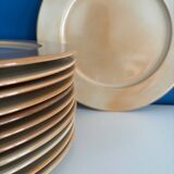 lot de 6 assiettes plates vintage en gres de montgolfier - service de table en gres vintage - gres émaillée made in france