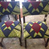 Paire de chaises XIX tissu wax