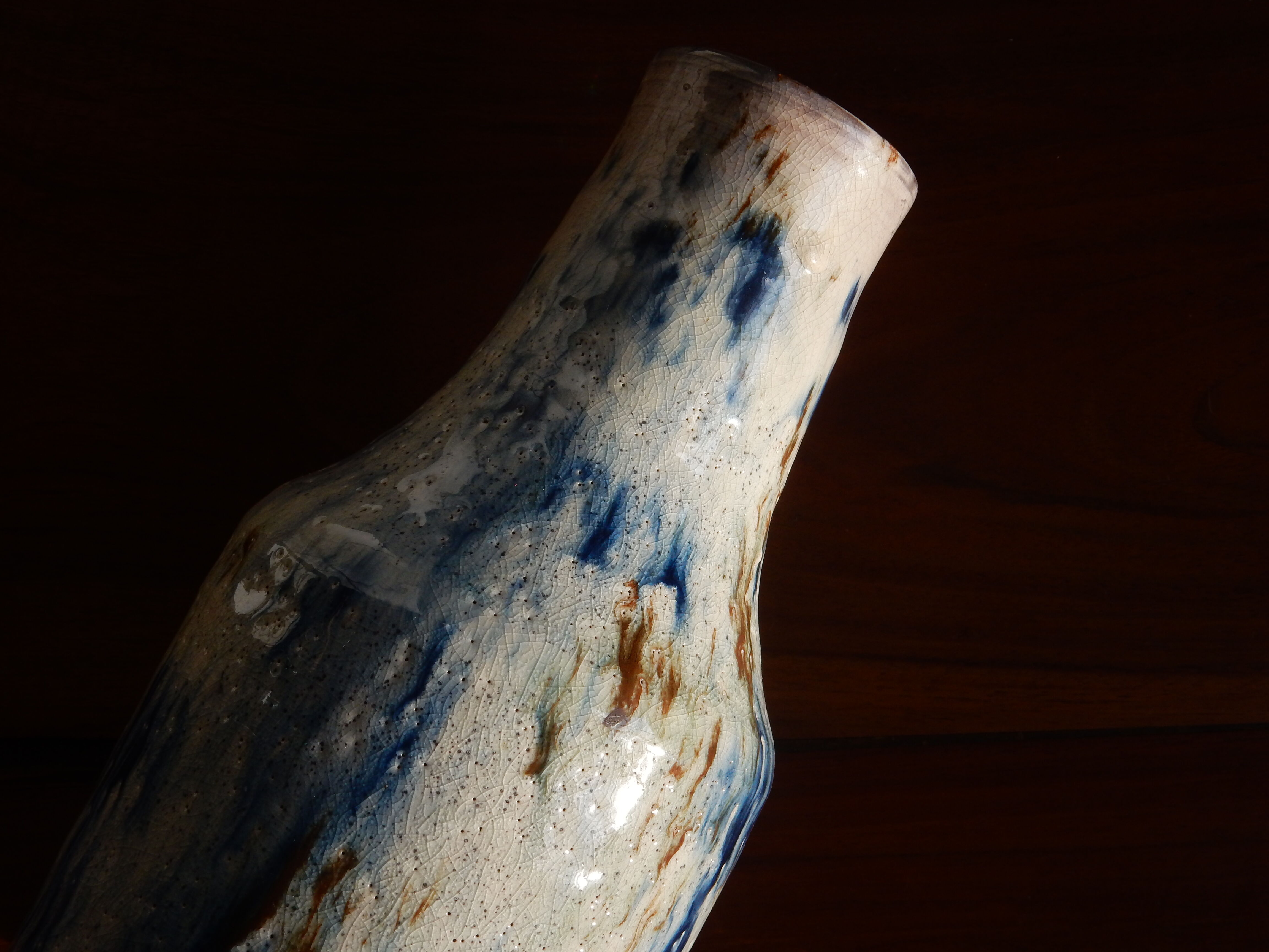 Cracked enamelled sandstone vase