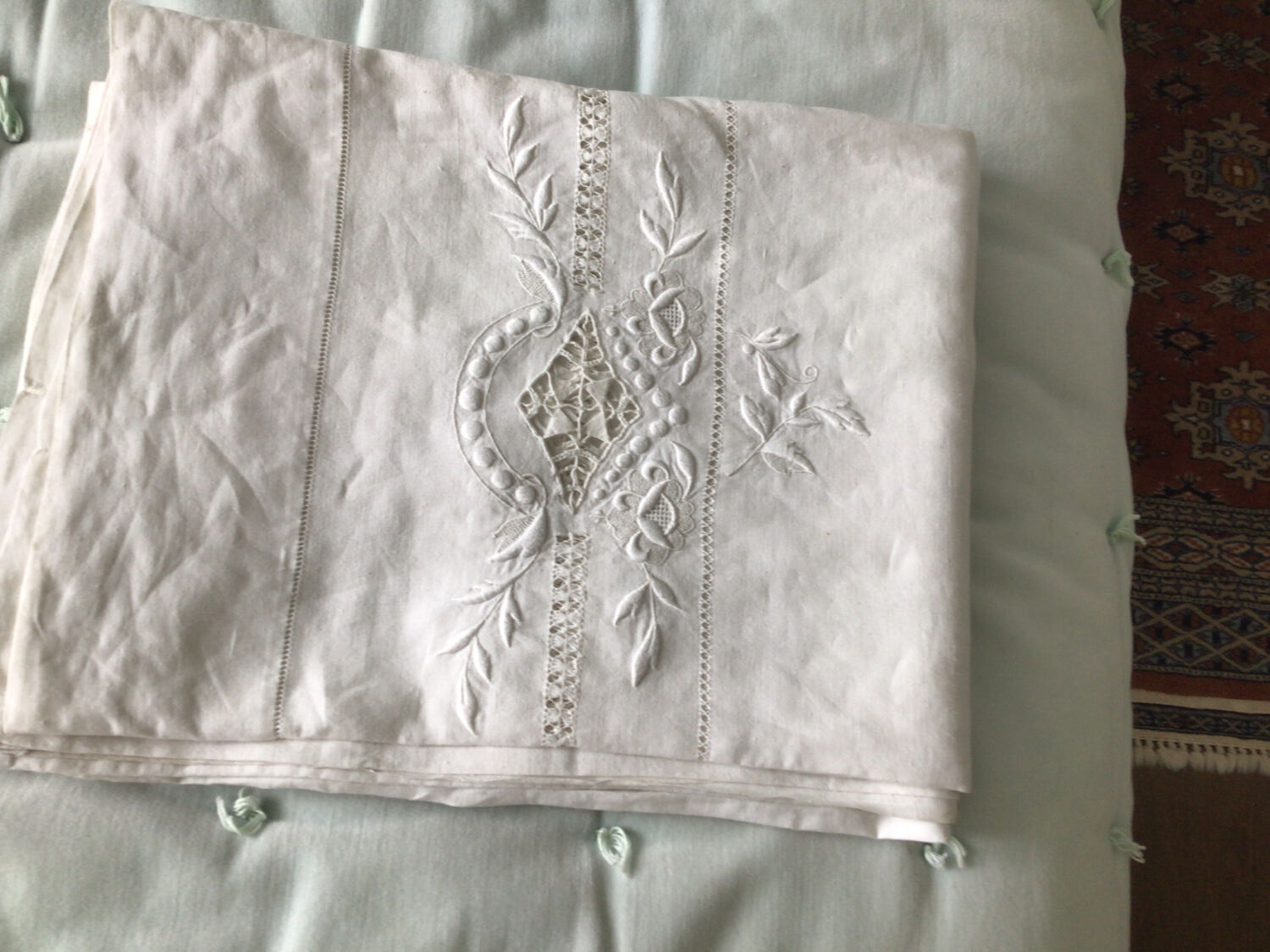 Antique embroidered sheet