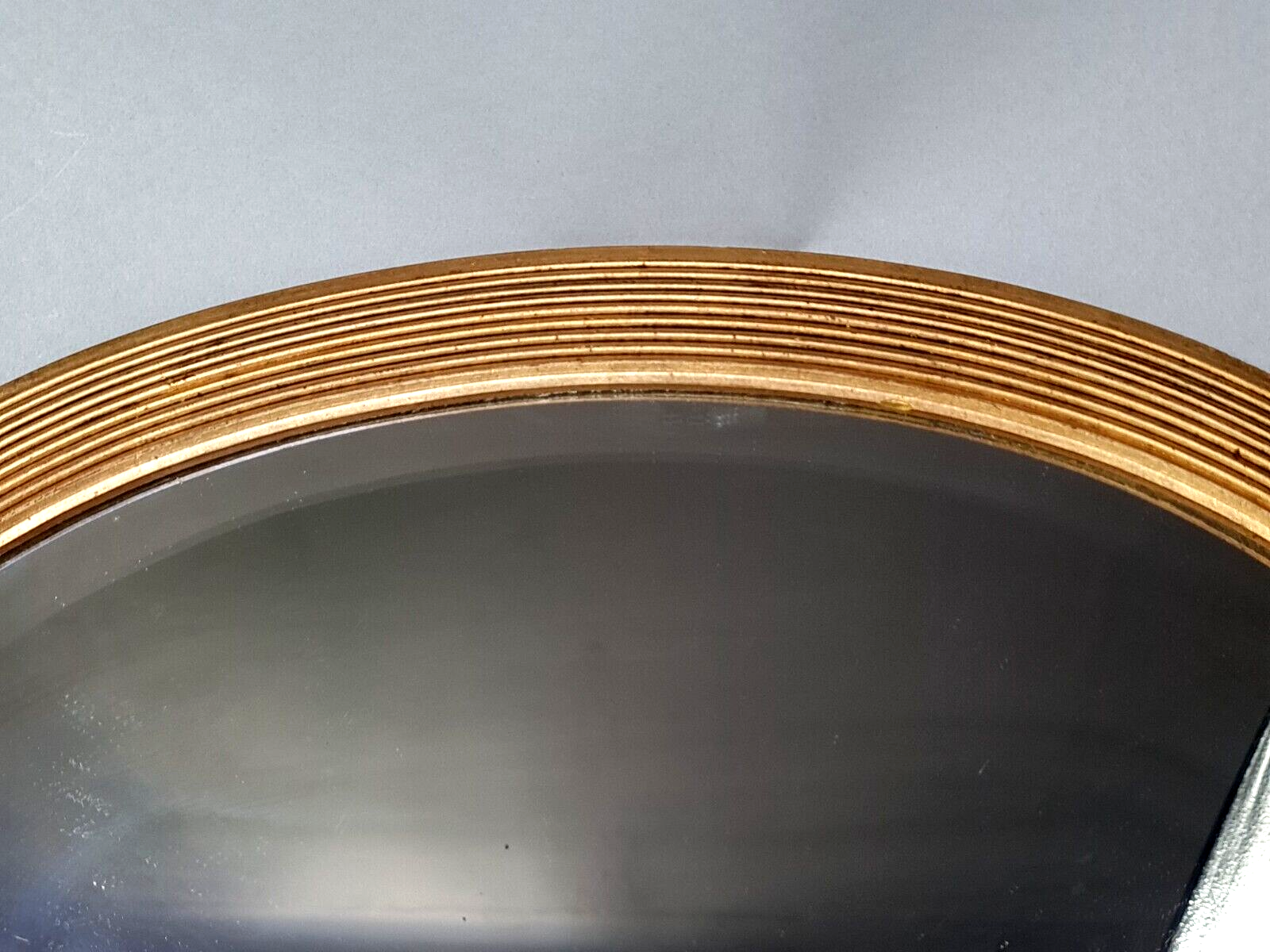 Old beveled oval mirror frame wood stucco gilding gold leaf 52x37 cm SB156