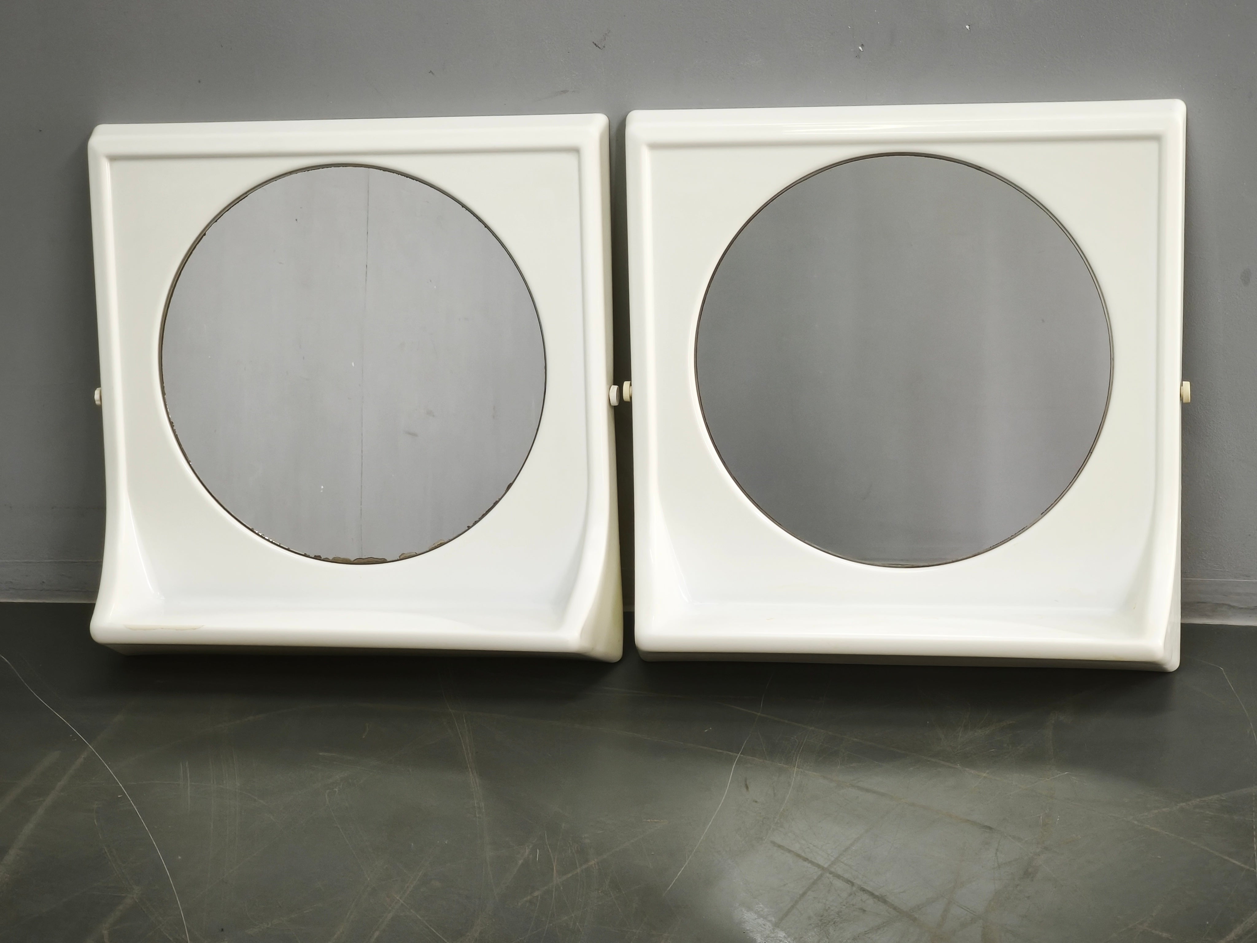Pair of Italian Space Age Terry Plastic Mirrors, 1970s