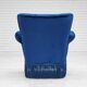1960s, Danish lounge chair, blue furniture velour, beech wood legs.