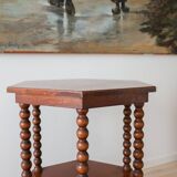 Antique octagonal bobbin side table, Belgium, 1940s