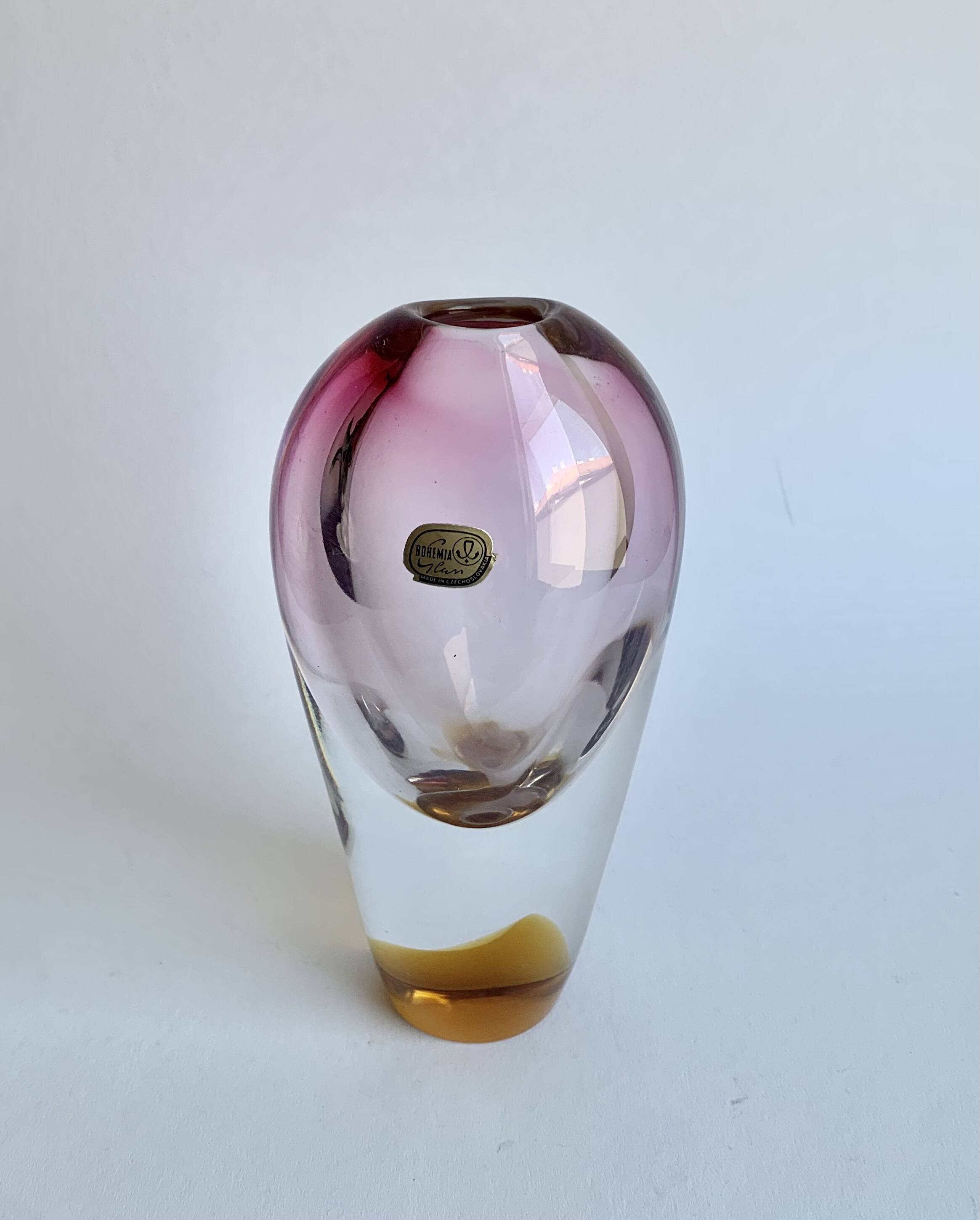 Bohemia Glass Vase, Czech Republic. 1970s