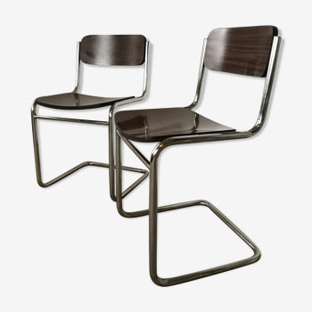 Paire de chaises cantilever des années 80 style bauhaus