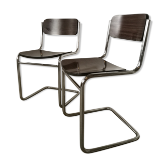 Pair of cantilever chairs from the 80s bauhaus style