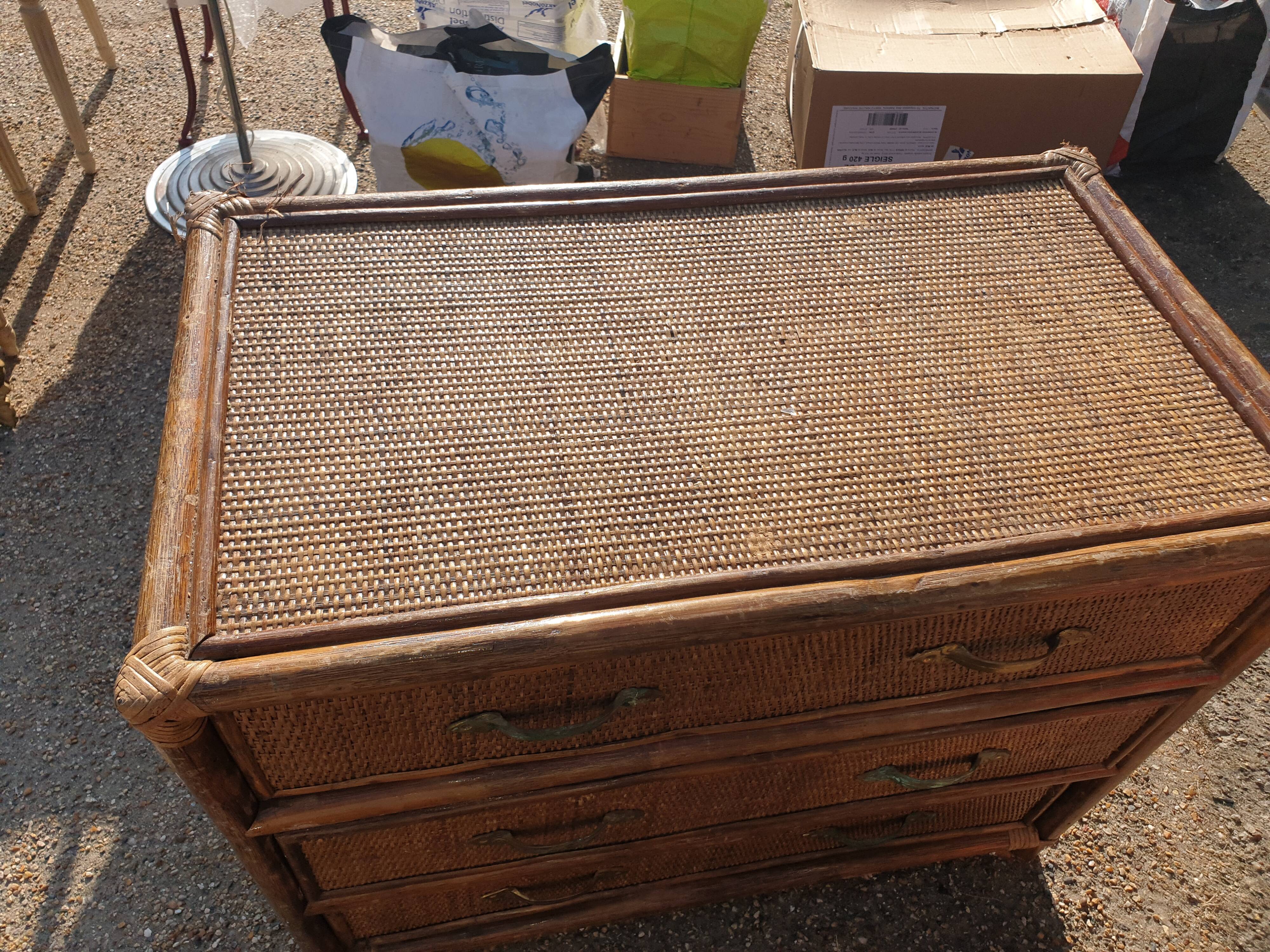 Rattan chest of drawers with 3 drawers