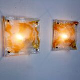 Pair of Murano Mazzega Orange wall lights, Italy, 1970