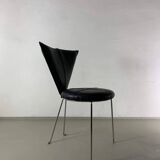 6 black leatherette metal chairs from Lubke, Germany, 1990s