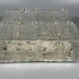 1960s 1970s Ice Glass Flush Mount Plafoniere by Kalmar Franken KG Austria