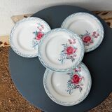 Set of 4 flat plates Digoin Sarreguemines