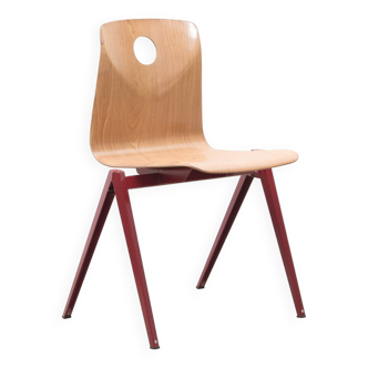 Vintage Galvanitas S22 beech and red chair