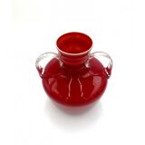 Large red glass vase Opalina Fiorentina Empoli, Italy, 1960s