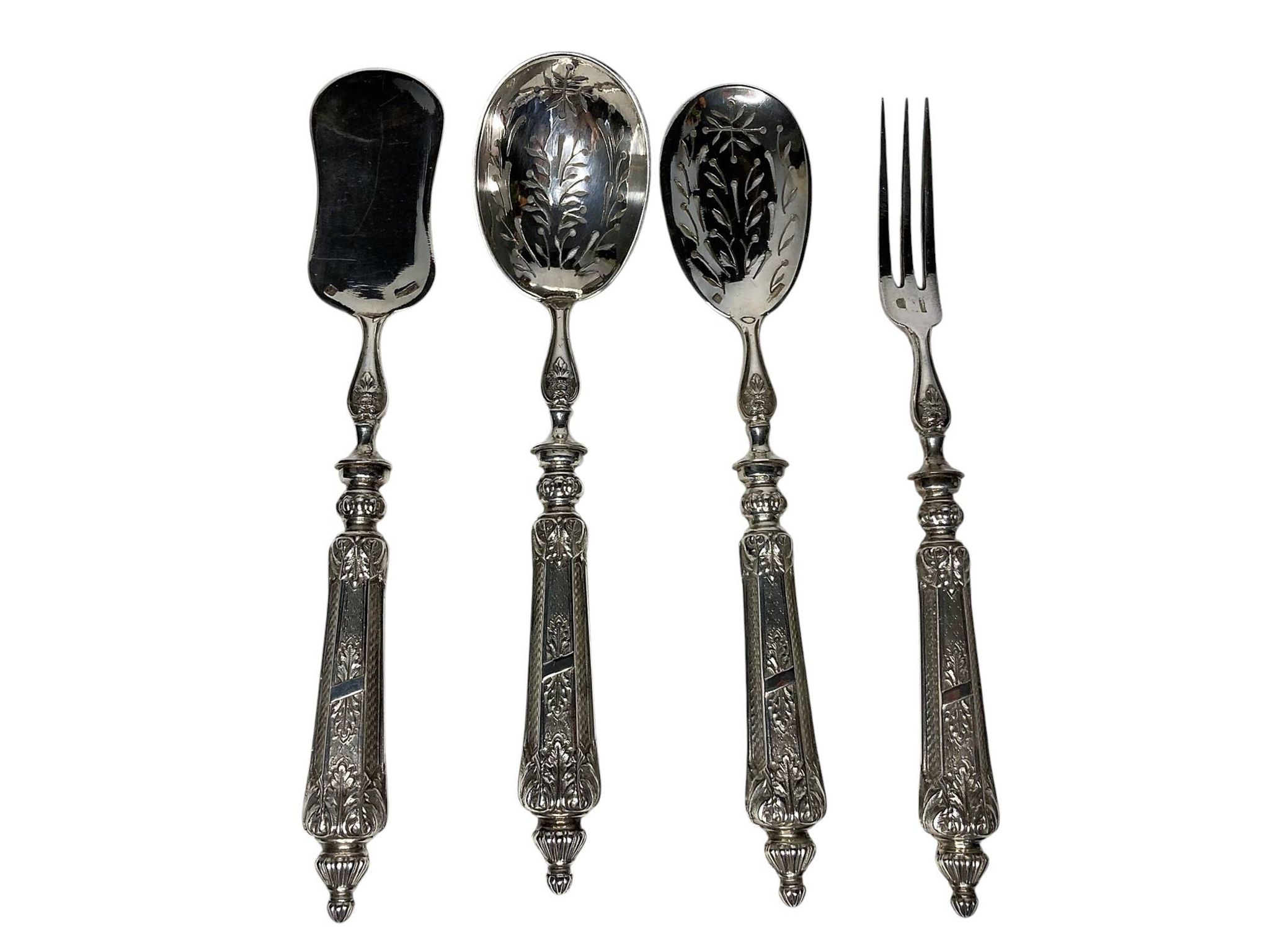 Four-piece silver-plated confectionery set, late 19th century