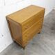 Commode 3 tiroirs pieds compas 1960 couleur miel