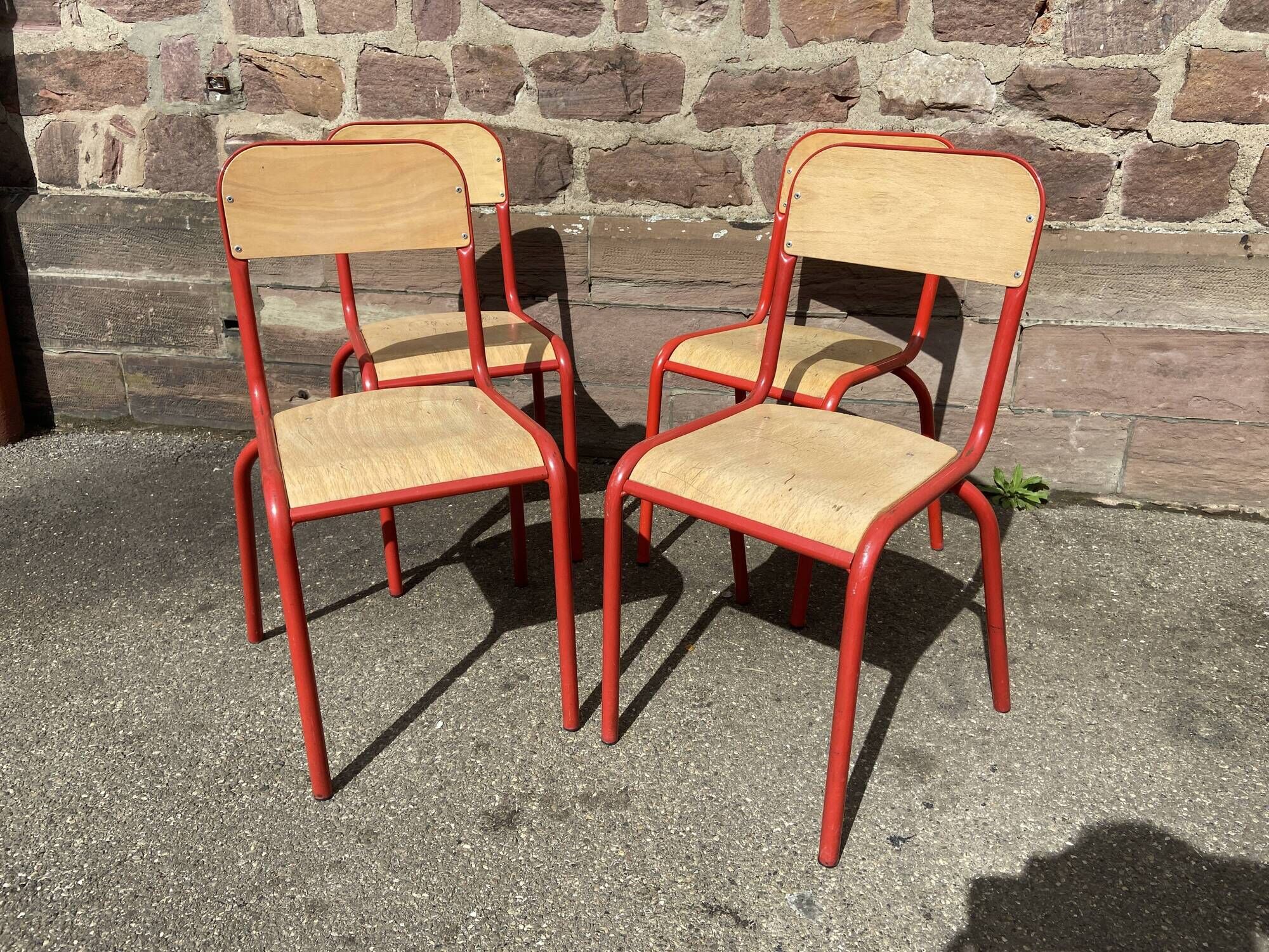 Set of 4 school chairs 70s