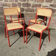 Set of 4 school chairs 70s