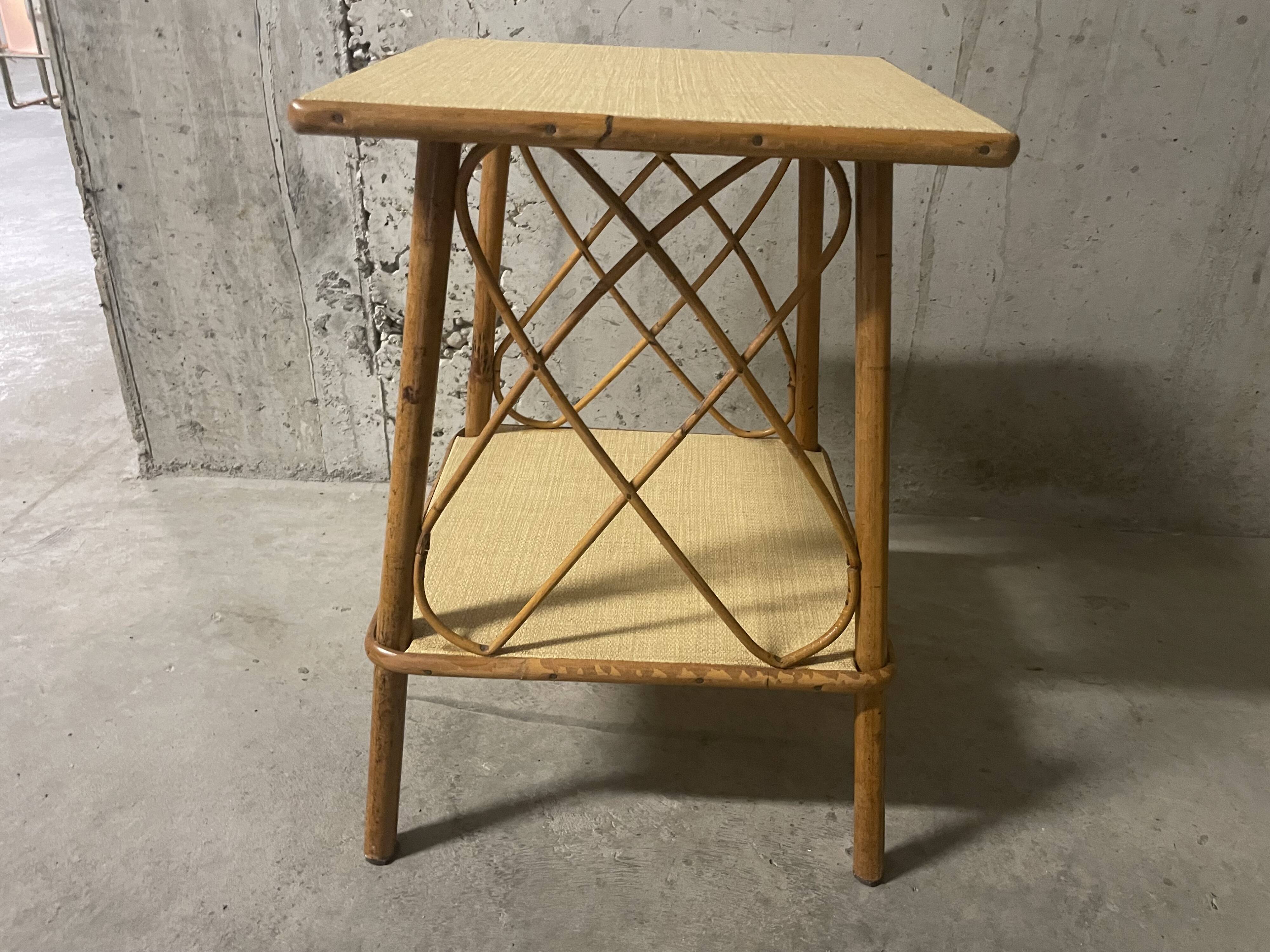 1960s rattan side table