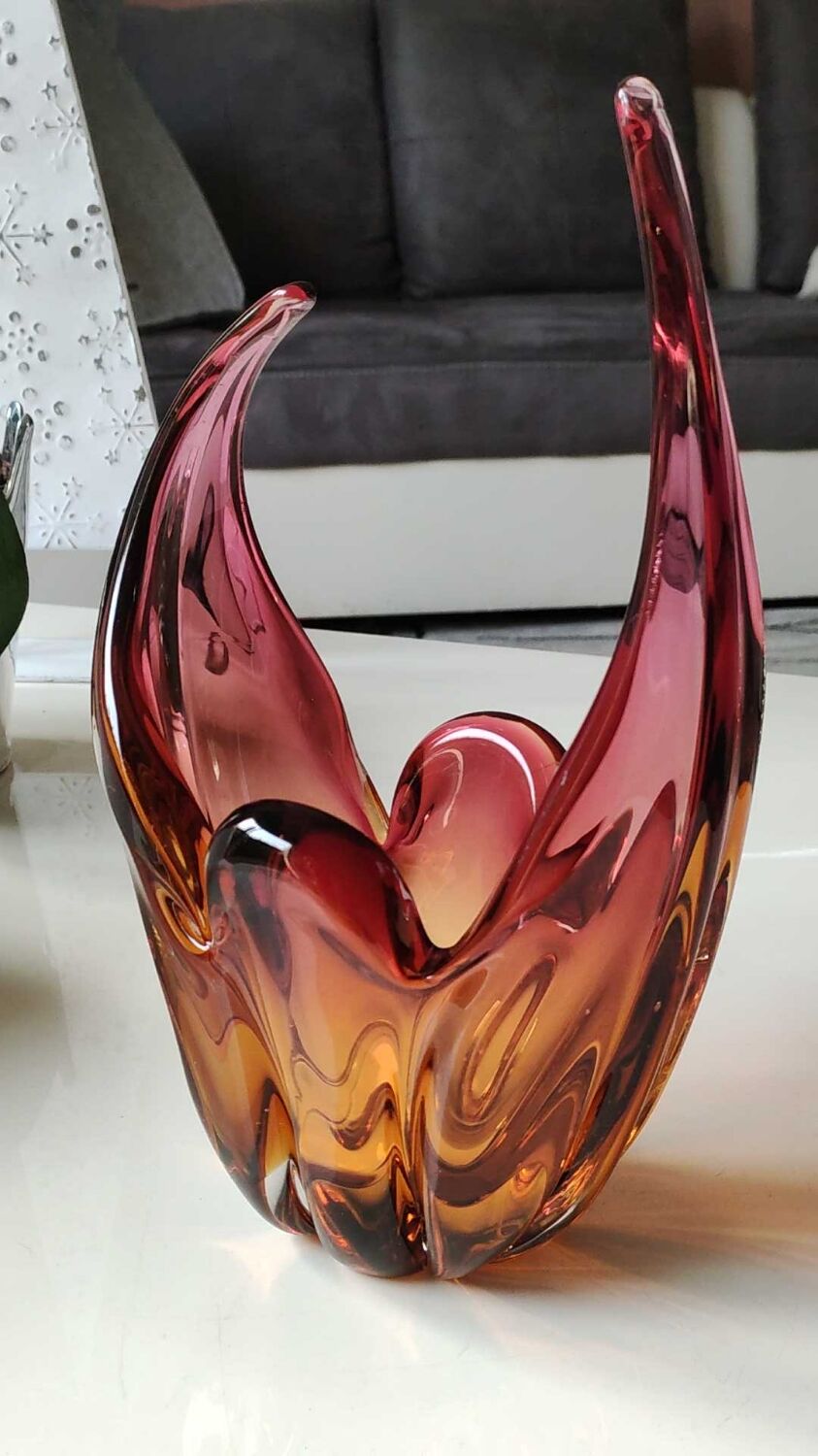 Empty pocket/Cutting/Centerpiece Murano, in blown Art glass. Floral shape/tulip