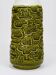 Large terracotta floor vase in glossy olive moss green and white, Brutalist Op-Art style, Austria, 1970s.