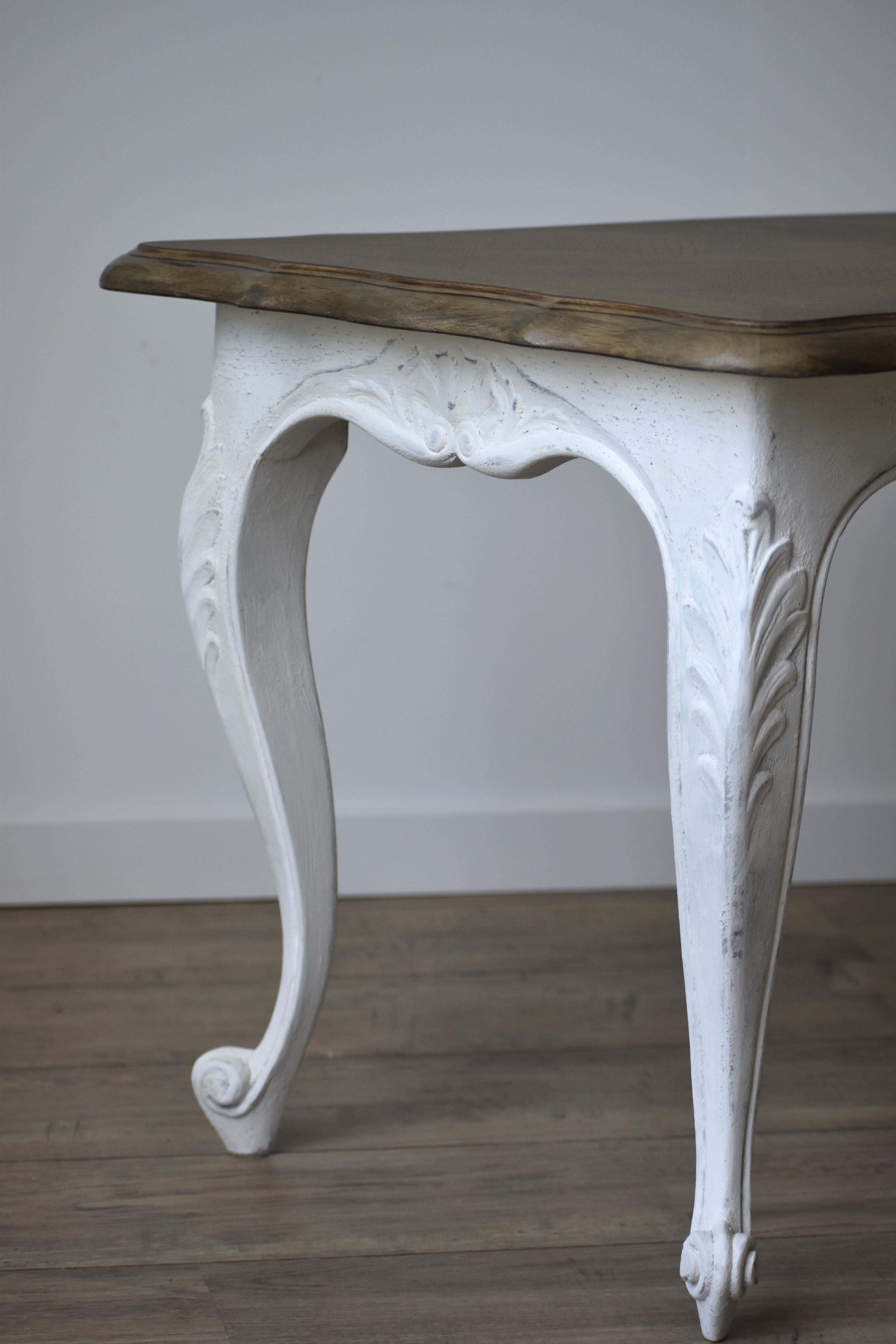 White base oak coffee table