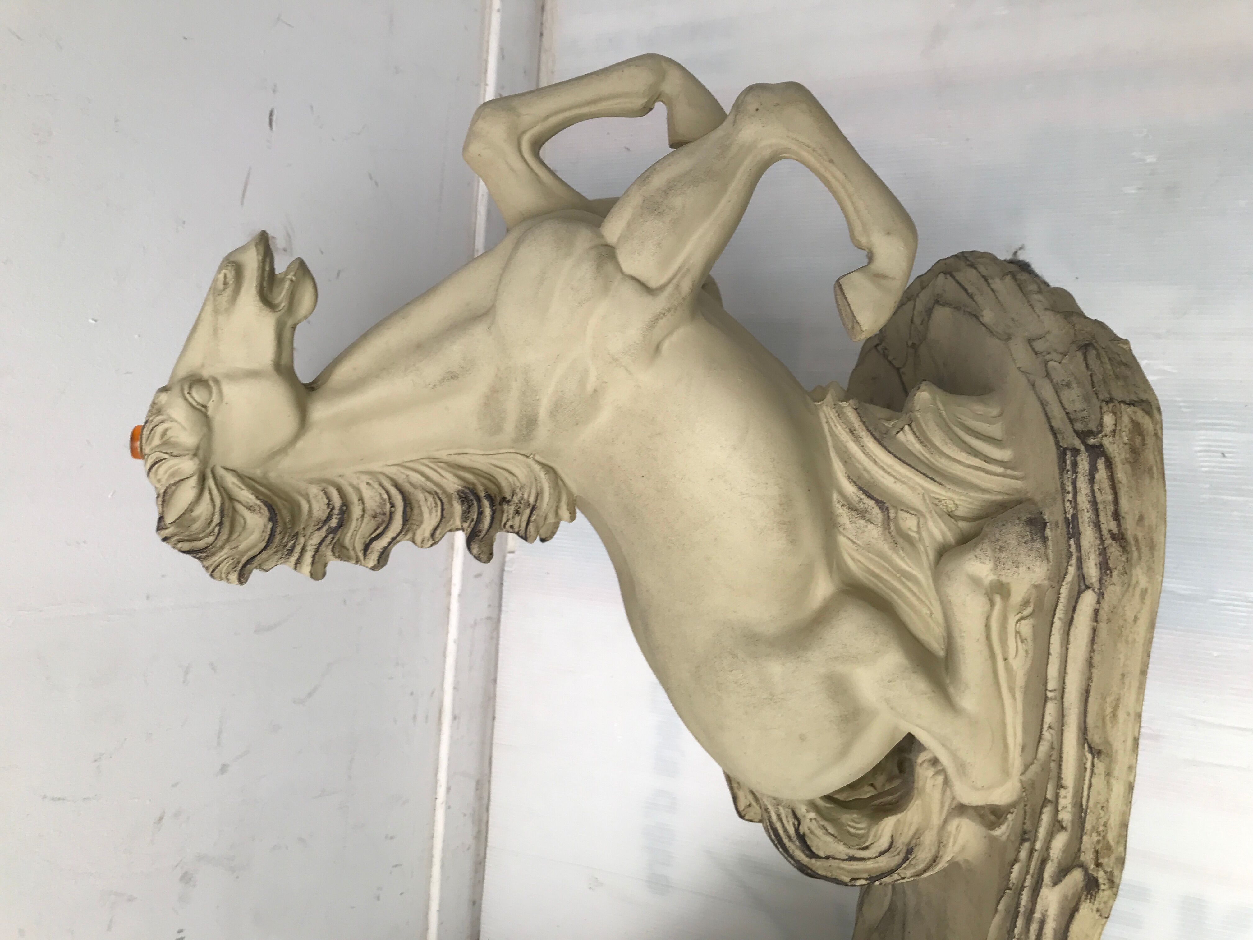 Coffee table glass top on 4 vintage horses