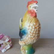 Vintage ceramic jug rooster – soft yellow and blue colours, vintage.