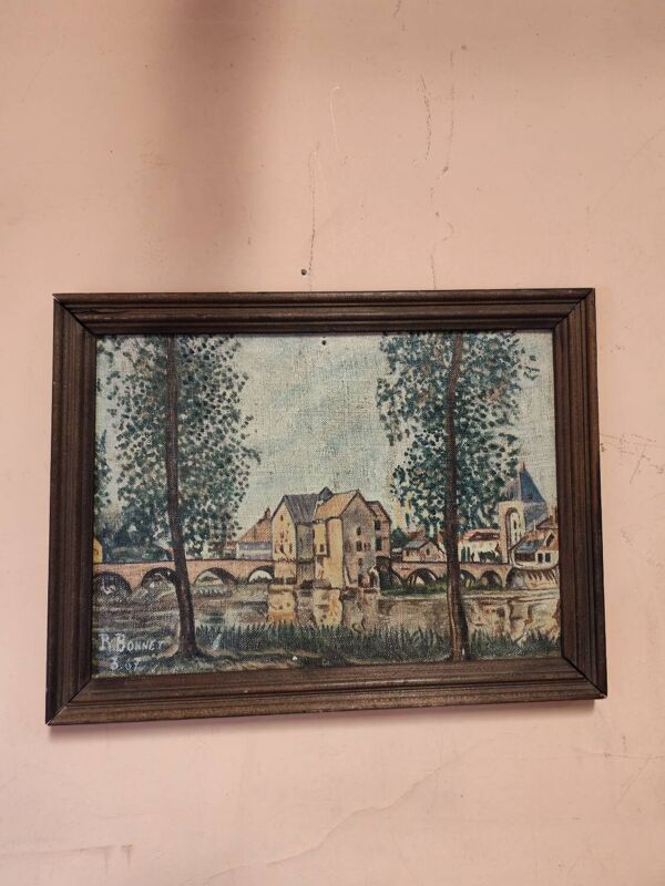 Huile sur toile  vintage Moret  sur Loing
