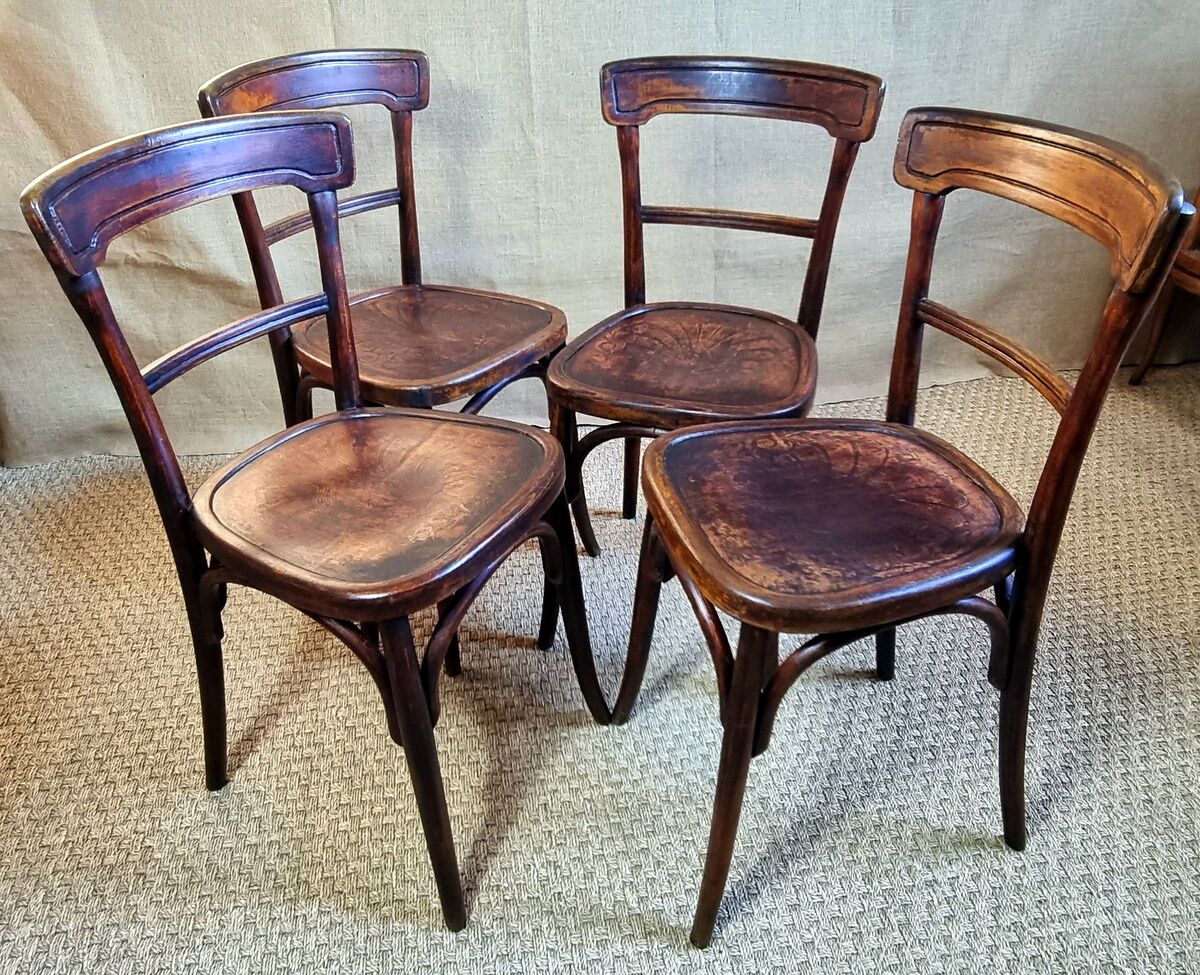 4 chaises bistrot Japy et Delbos début XXe