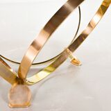 Knut Hesterberg Round Brass Coffee Table with Smoked Glass Top Germany, 70s