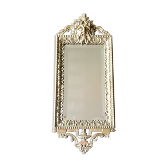 Bevelled bronze wall mirror, with character head, Louis XVI style 22X54cm